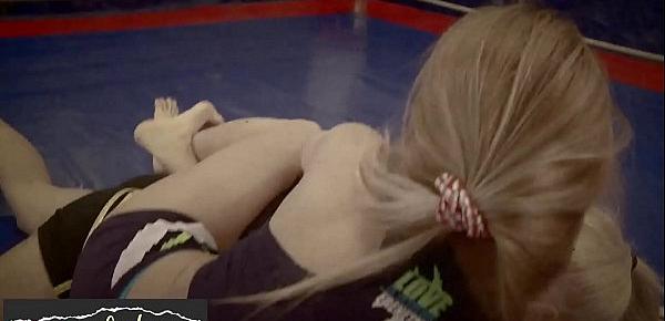  Sapphic babes wrestling before pussylicking